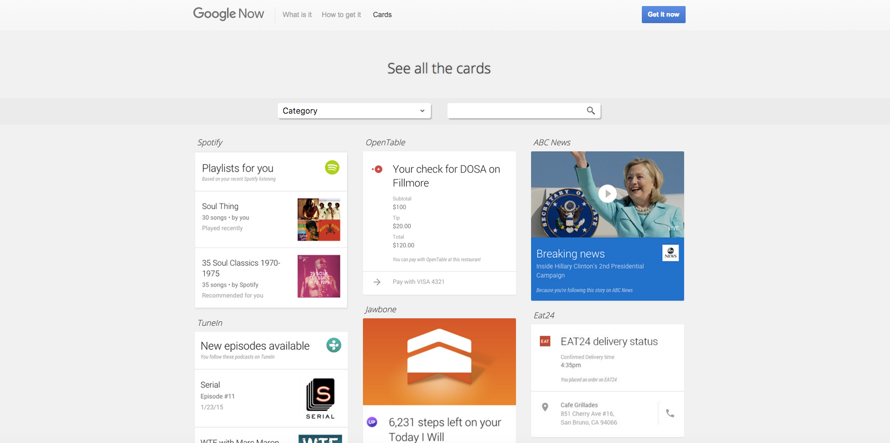 Google Now Card layout